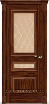 Межкомнатная дверь Ситидорс Элеганс-2 стекло бронза с алмазной гравировкой ромб Американский орех